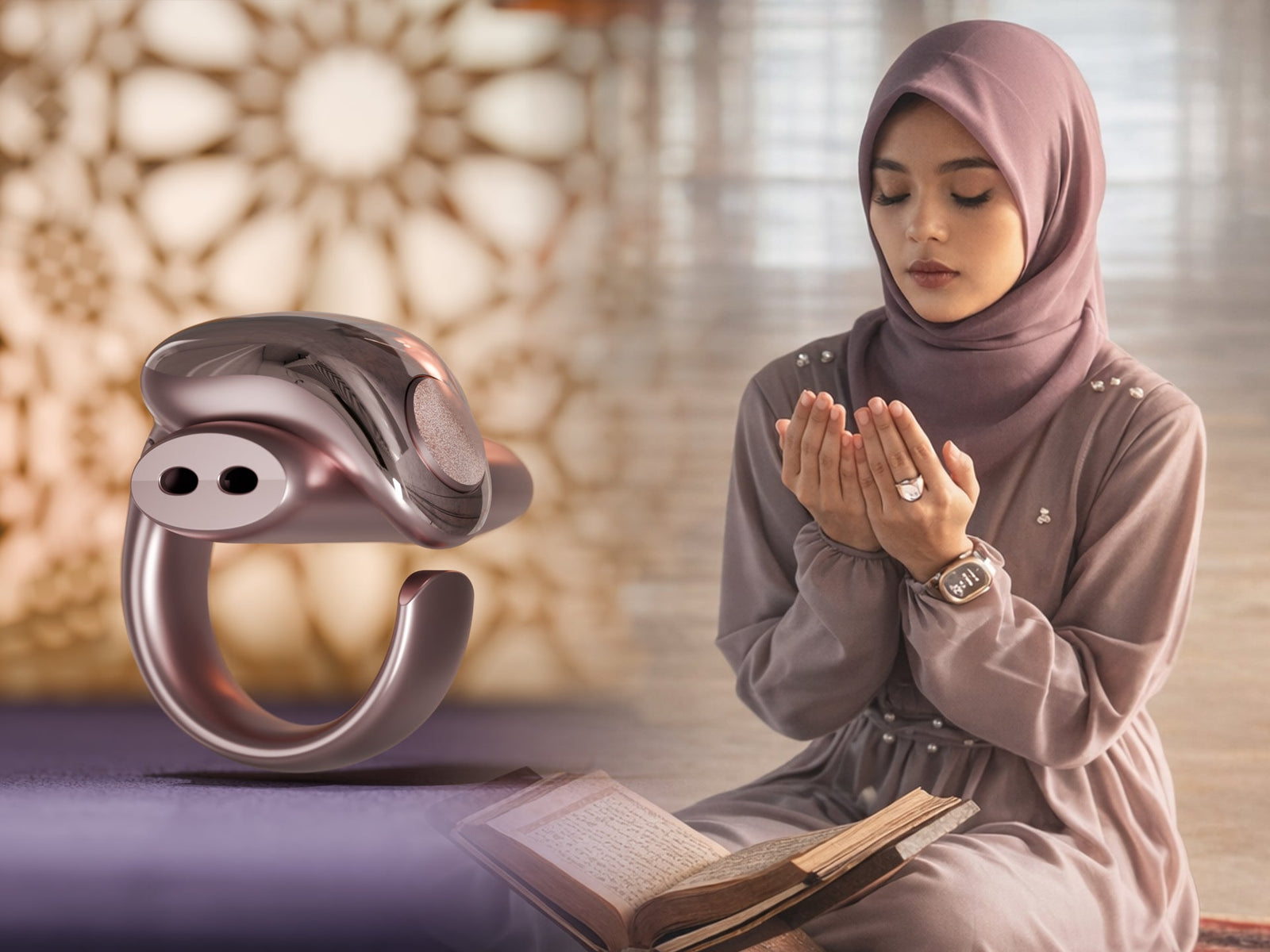 Smart Dhikr Ring for Muslim Women | Digital Tasbih Ring & Dhikr Jewelry