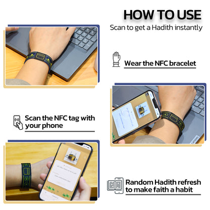 Muslim NFC Hadith Bracelet for Gift Giving | Tourist souvenirs and gifts from Saudi Arabia | Islamic NFC bracelet | Daily Hadith via NFC
