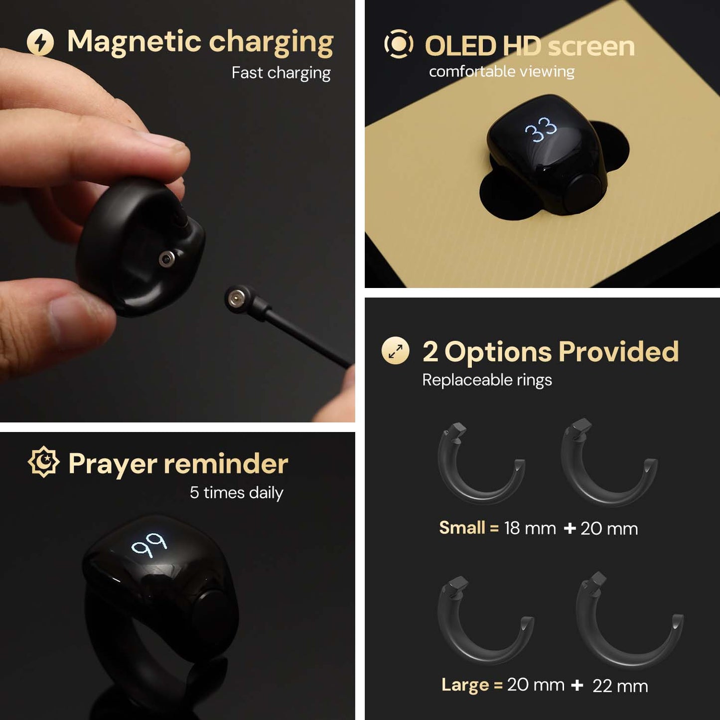 خاتم الذكر عداد التسبيح الذكي 丨Weslamic iTasbih Ring - سلام